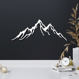 Wallity Mountain - 12 Escultura de pared metálica Blanca